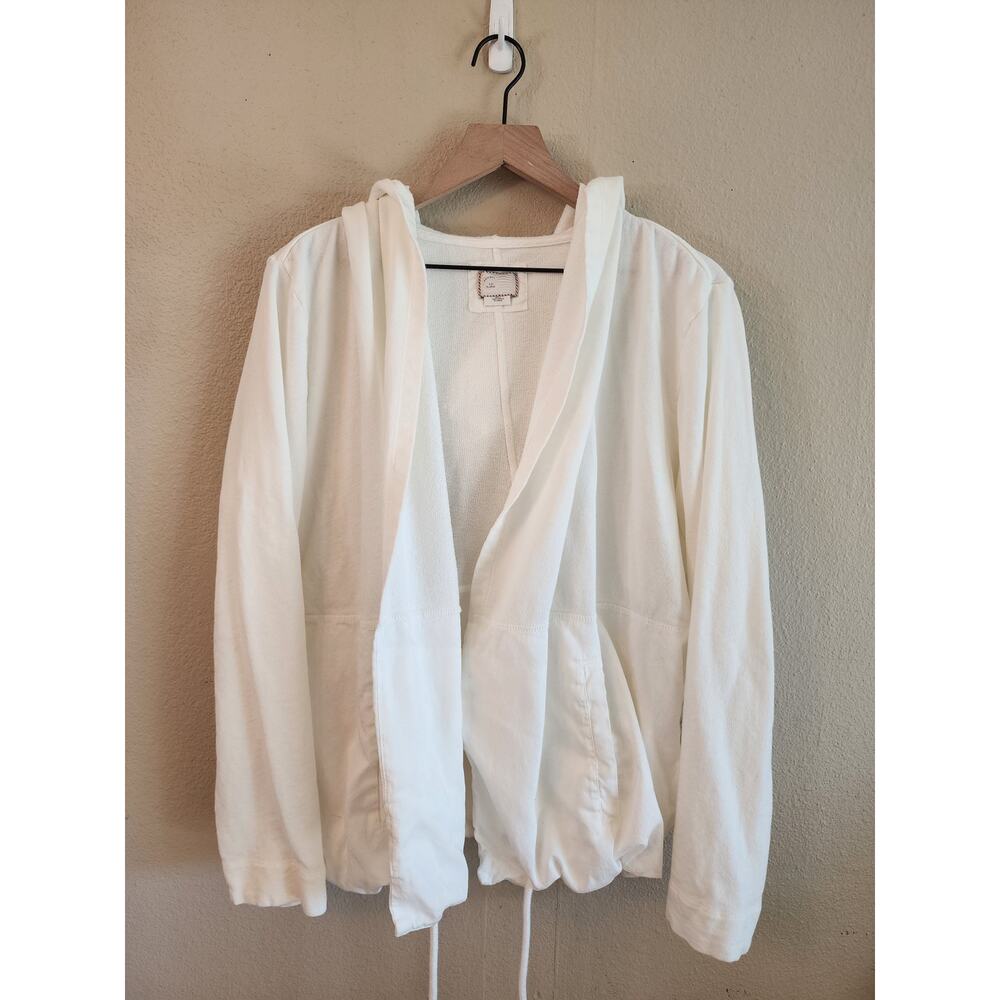 Anthropologie Postmark Women's White Anorak Hooded Jacket SZ XL